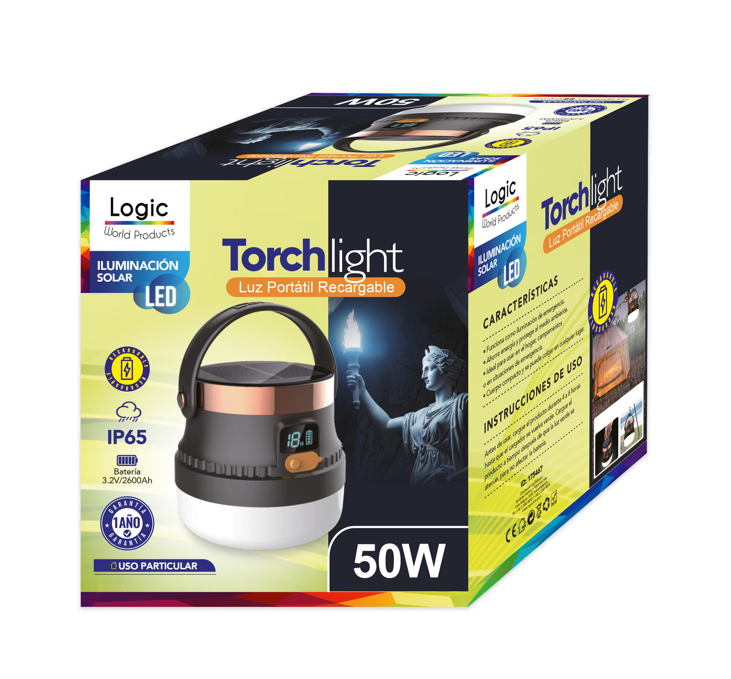 Lampara Solar Recargable Para Camping 50W LED IP65 Emergencia