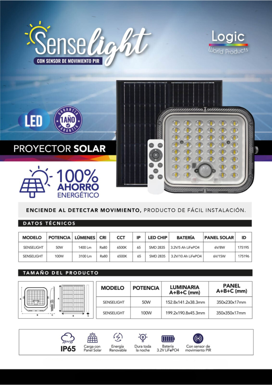 FOCO LED EXTERIOR Área Solar LED 50W