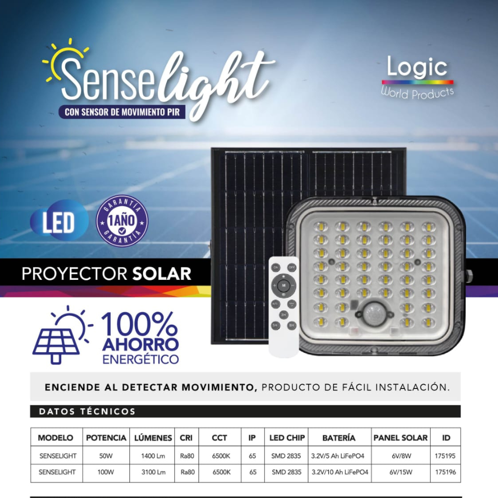 FOCO LED EXTERIOR Área Solar LED 50W