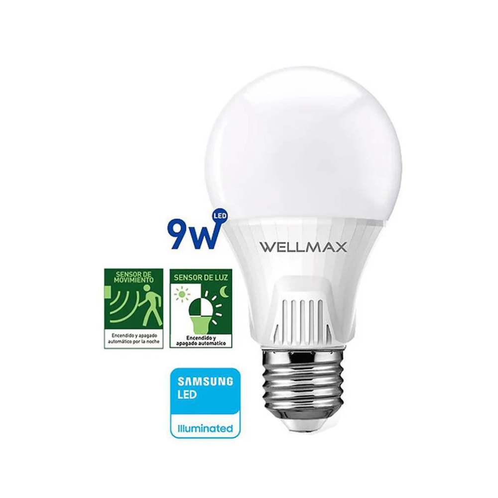 PACK 3 AMPOLLETAS LED SENSOR DE MOVIMIENTO NOCTURNO 9W