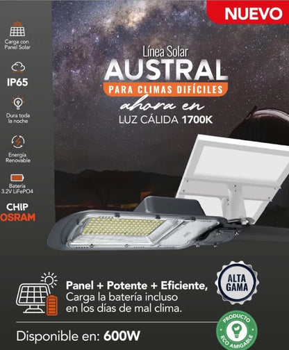 Luminaria Solar Led 600w Luz Cálida 1700k Chip Osram