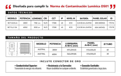 Luminaria Solar Led 600w Luz Cálida 1700k Chip Osram