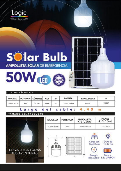 Ampolleta De Emergencia Solar Portátil De 50 W