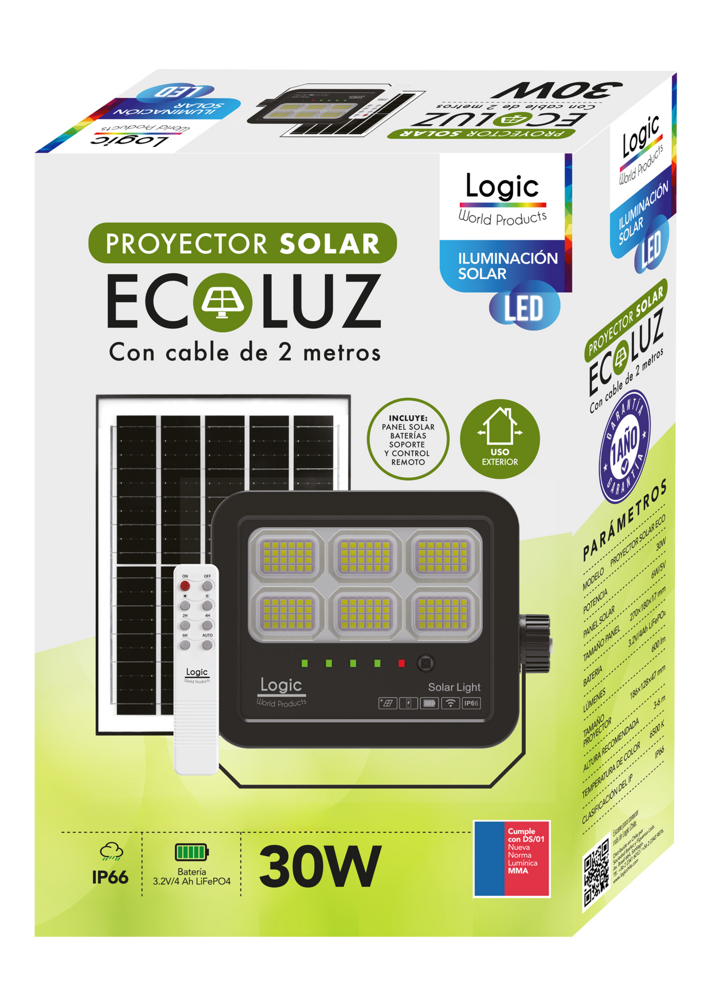 Foco Led Exterior 30W Solar ECOLUZ