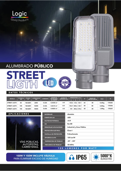 Luminaria Publica Led Street Light 100 W - 220v