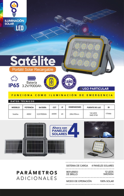 Proyector Solar Satélite 400W Logic – Iluminación Profesional Autónoma