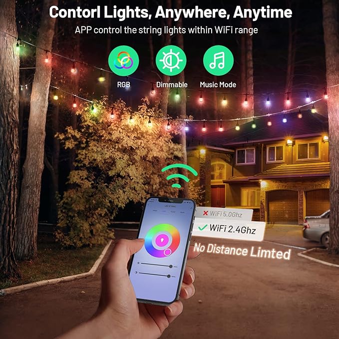 Luces Smart Led Guirnaldas 15 Metros, 25 Ampolletas S14