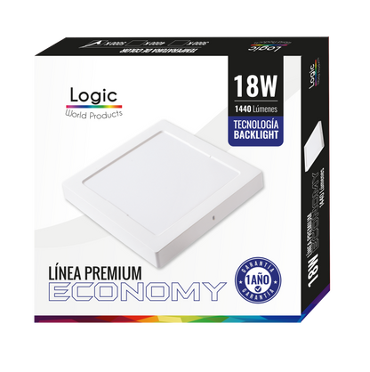 Plafon Techo Foco Sobrepuesto Panel Led Lampara Cuadrado 18w