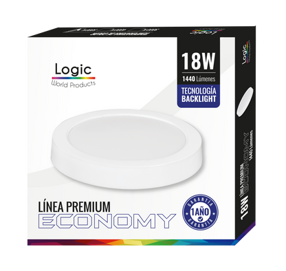 Plafon Techo Foco Sobrepuesto Panel Led Lampara Redondo 18w