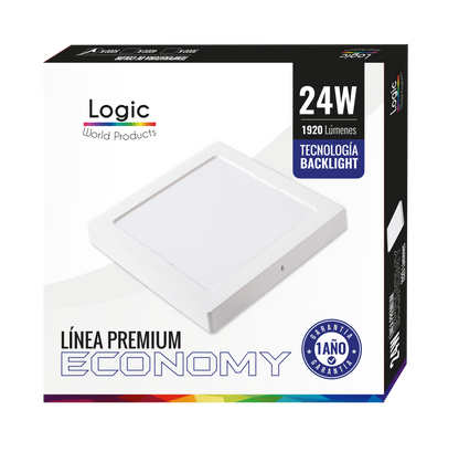 Foco Led Panel Plafon Sobrepuesto Cuadrado 24w Luz Fria