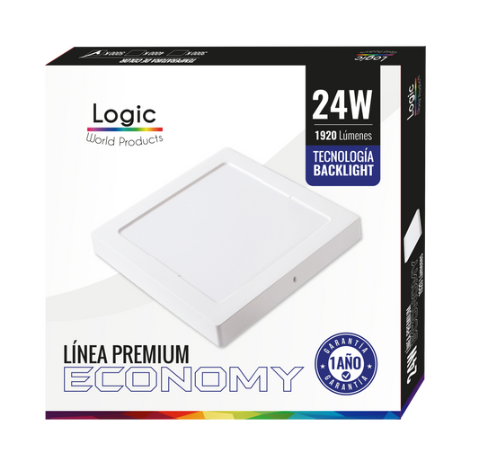 Foco Led Panel Plafon Sobrepuesto Cuadrado 24w Luz Fria