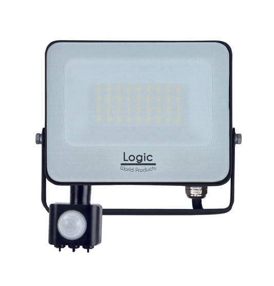 Foco Proyector Led Softlight 50w Con Sensor De Movimiento Negro Blanco Frío