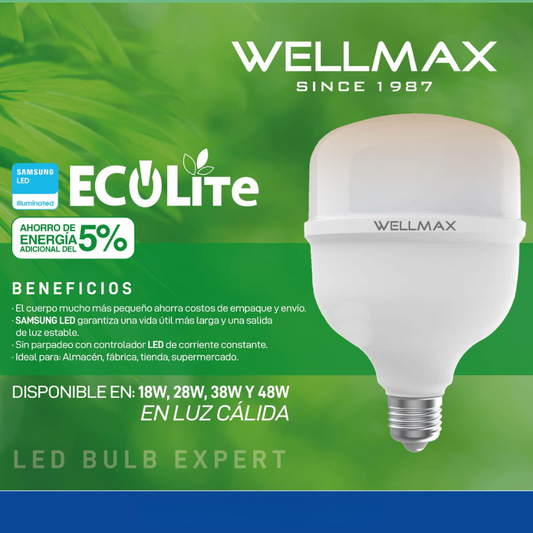 PACK 3 Ampolletas LED Hammer ECOLITE T70 48W CALIDA